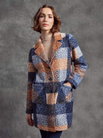 Plaid Bouclé Knit Coat - Dream Pants