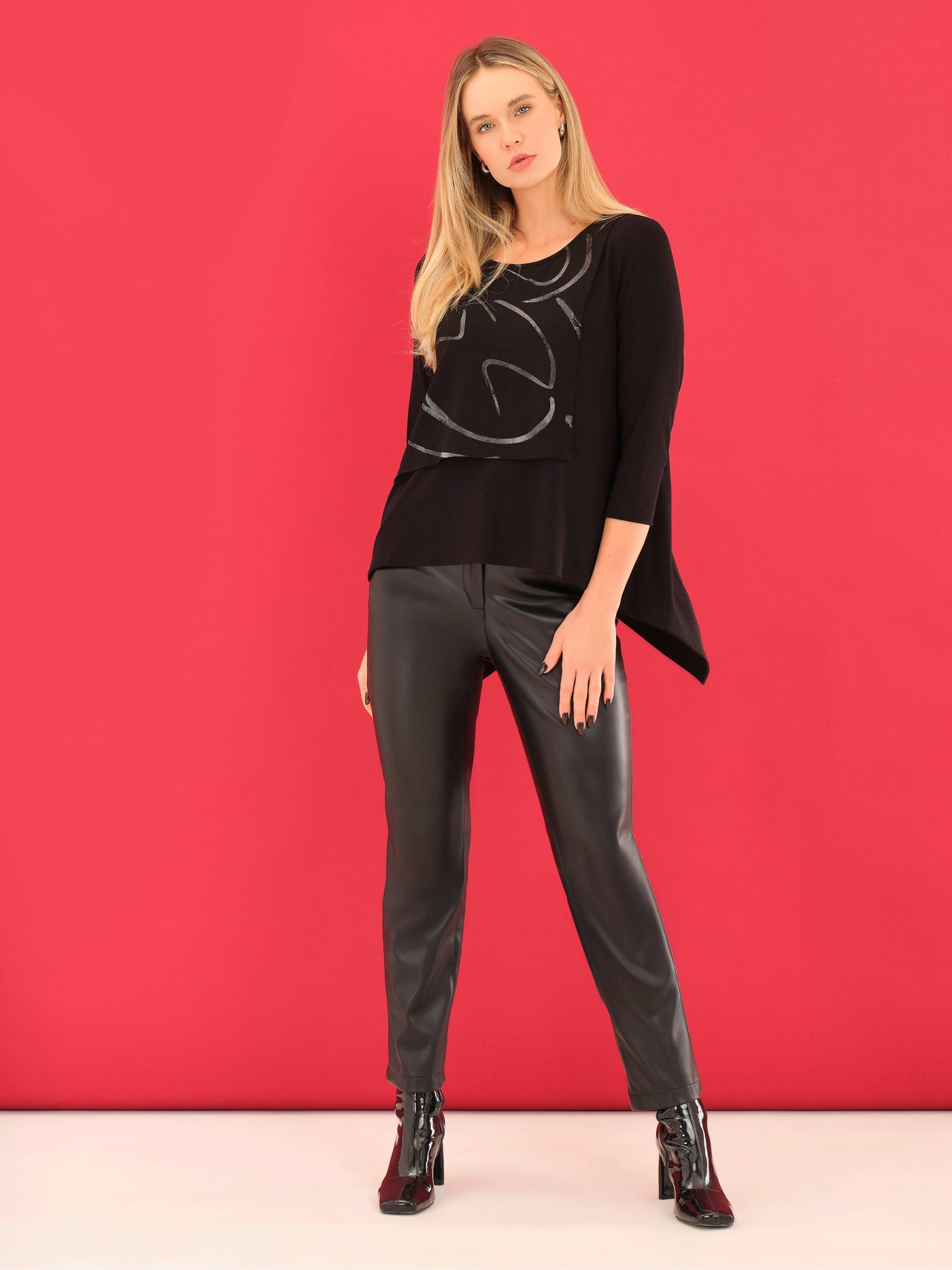 Faux Leather Straight-Leg Pants Dolcezza