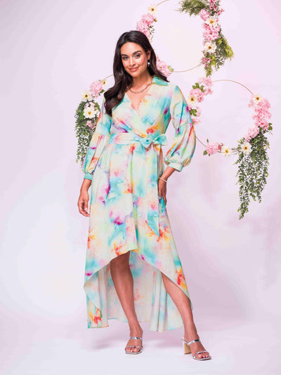 Elena Wang Colorful High-Low Dress 