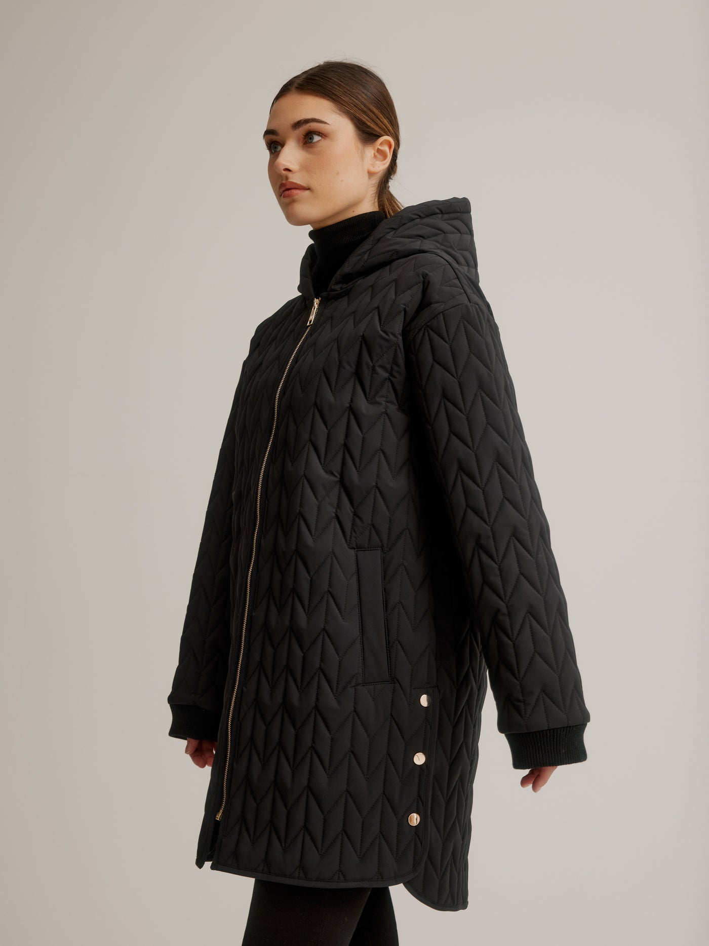 Quilted Stretch Relaxed Fit Coat Nikki Jones