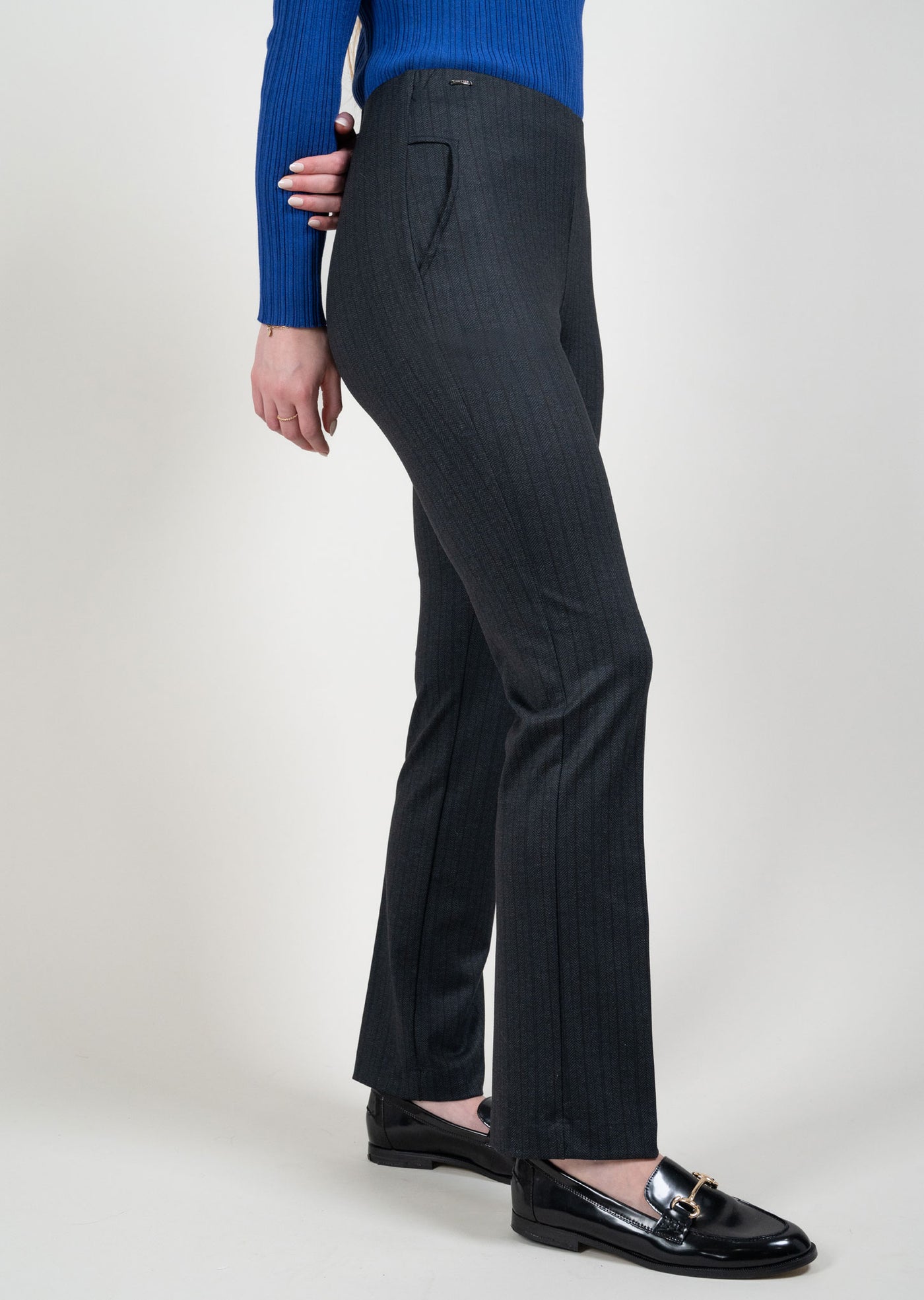 Noir Herringbone 30" Straight Pants Lisette L