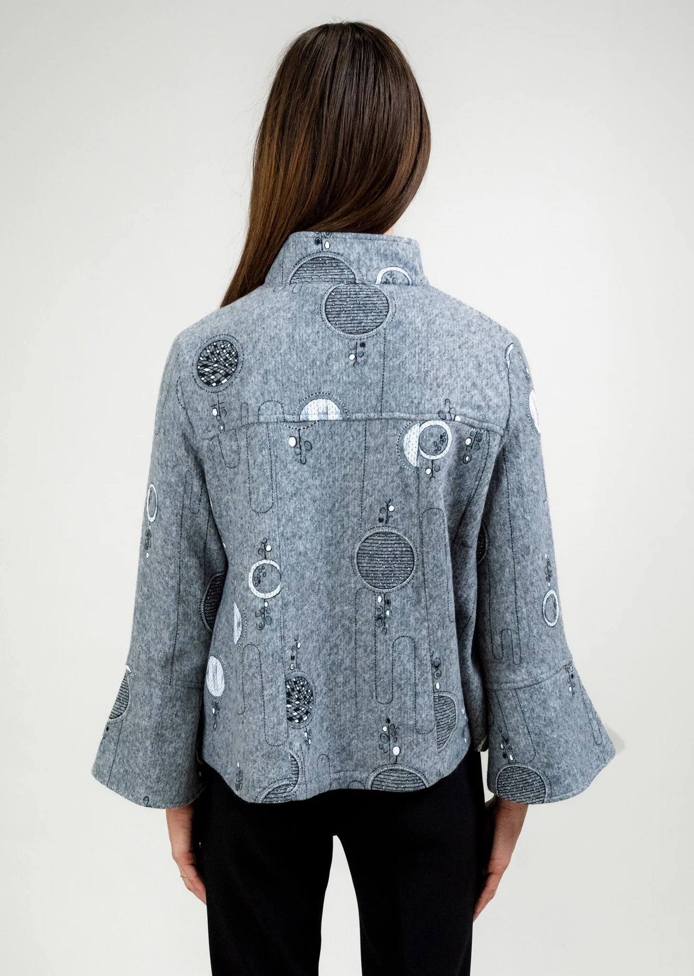 Bell Sleeve Mandarin Collar Button Front Jacket Trisha Tyler