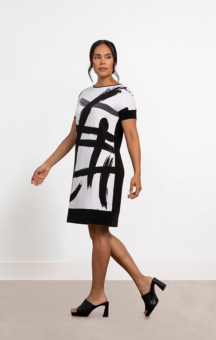 Boat Neck Print Dress Sympli