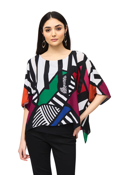 Abstract Print Georgette Poncho Top Joseph Ribkoff