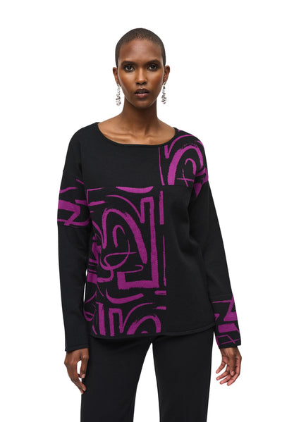 Jacquard Knit Abstract Print Top Joseph Ribkoff