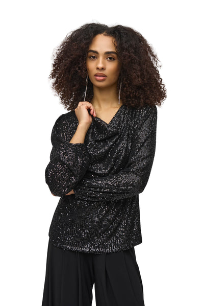 Sequined Cowl Neck Top Joseph Ribkoff