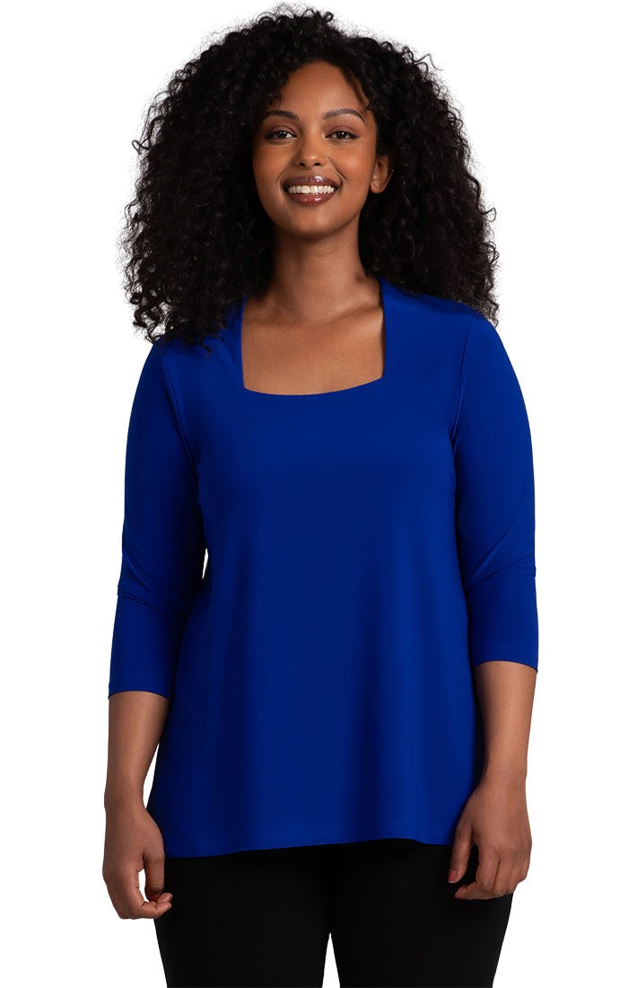 Square Neck Top, 3/4 Sleeve Sympli