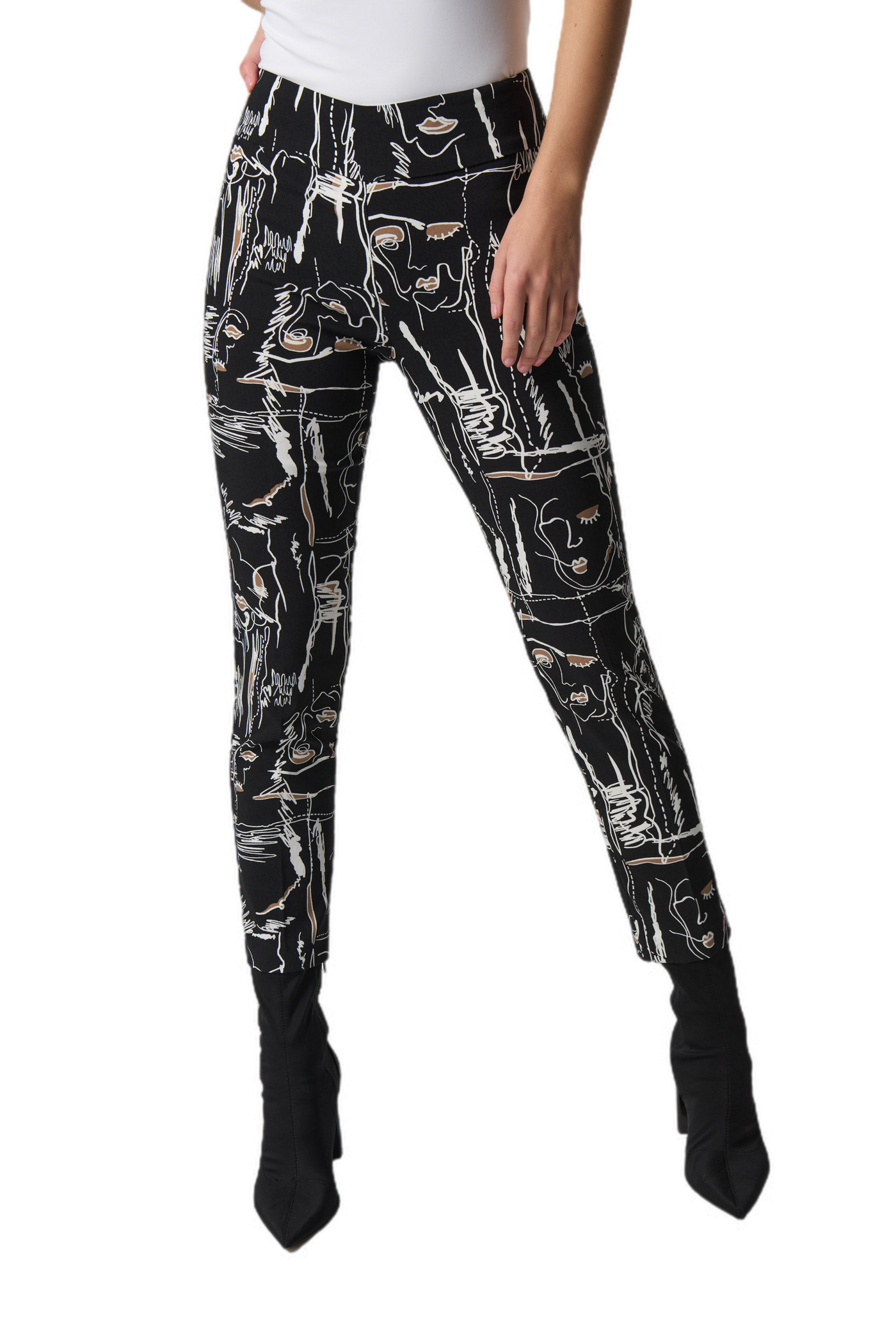 Joseph Ribkoff Face Print Cropped Pants 