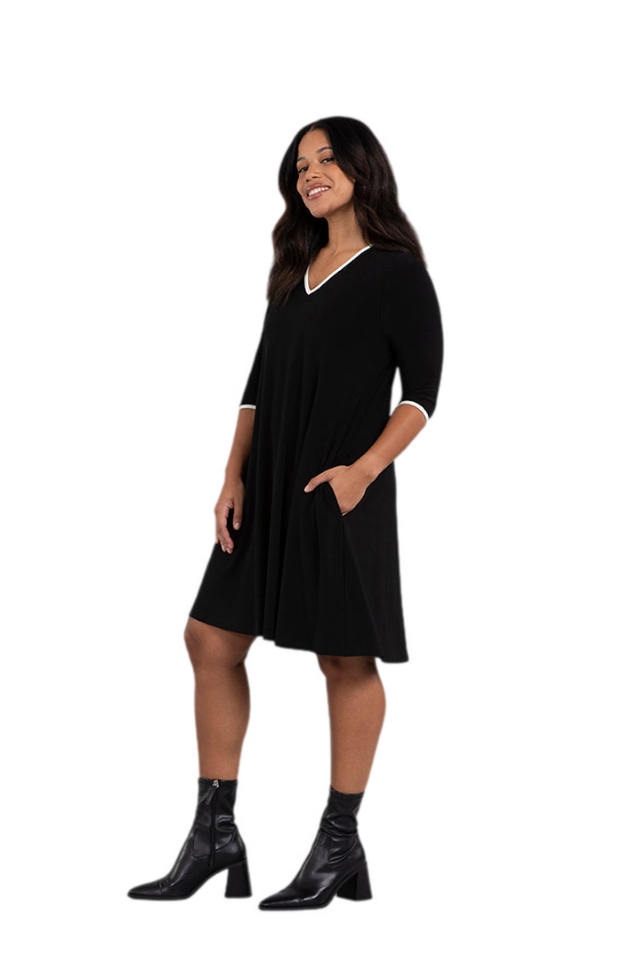 Sympli Tipped Reversible Trapeze Dress, 3/4 Sleeve 