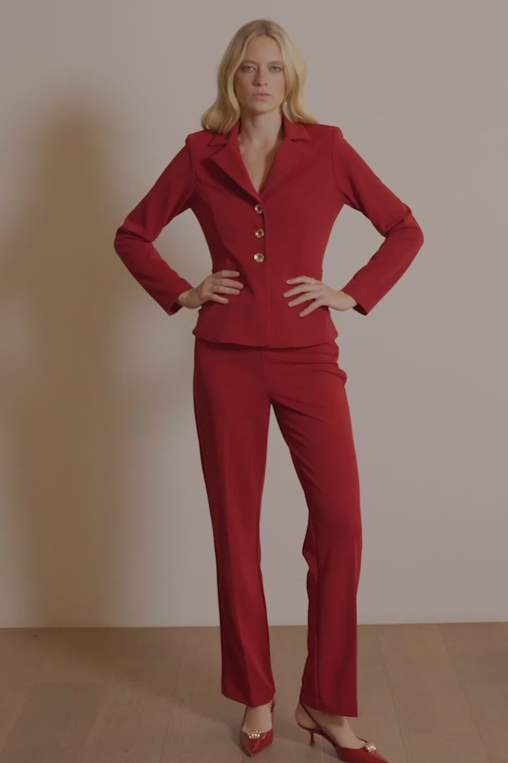 Scuba Crepe Wide-Leg Pull-On Pants