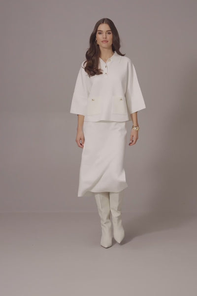 Pull en maille à coupe carrée et col polo