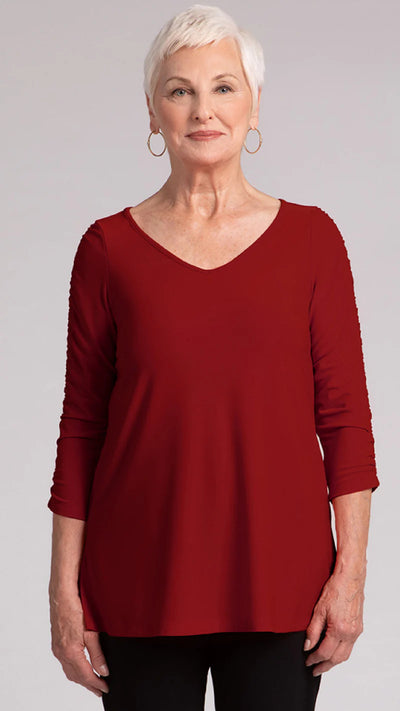 Revelry Top with Rusched Sleeve Sympli