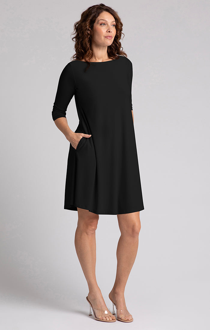 Nu Trapeze Dress, 3/4 Sleeve Sympli