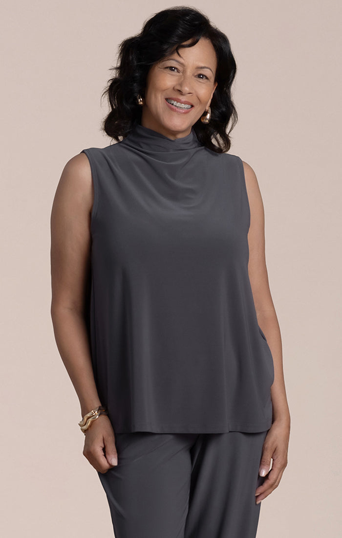 Sleeveless Echo Mock Neck Top Sympli