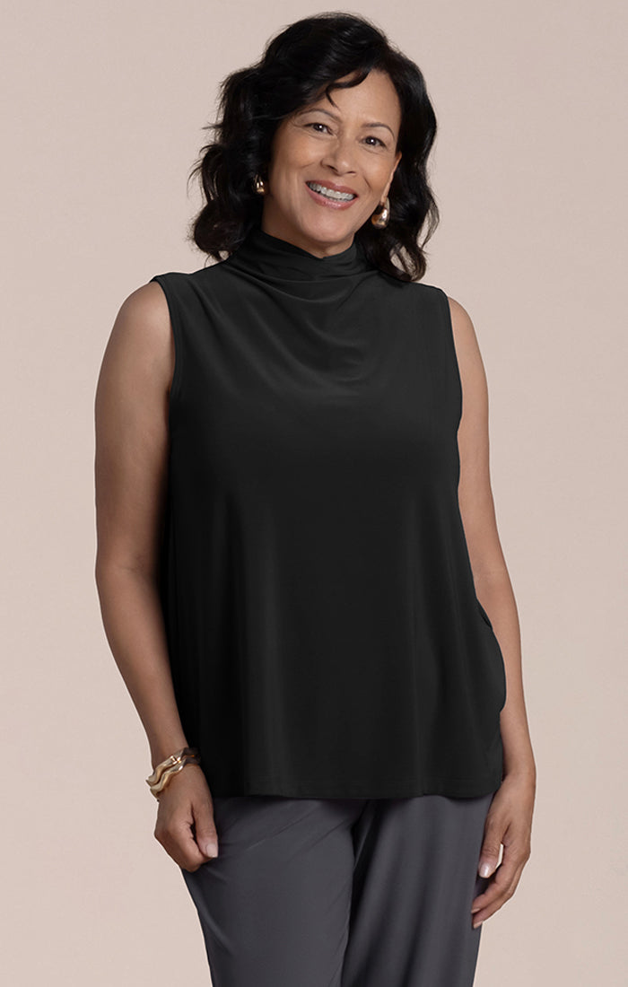Sleeveless Echo Mock Neck Top Sympli