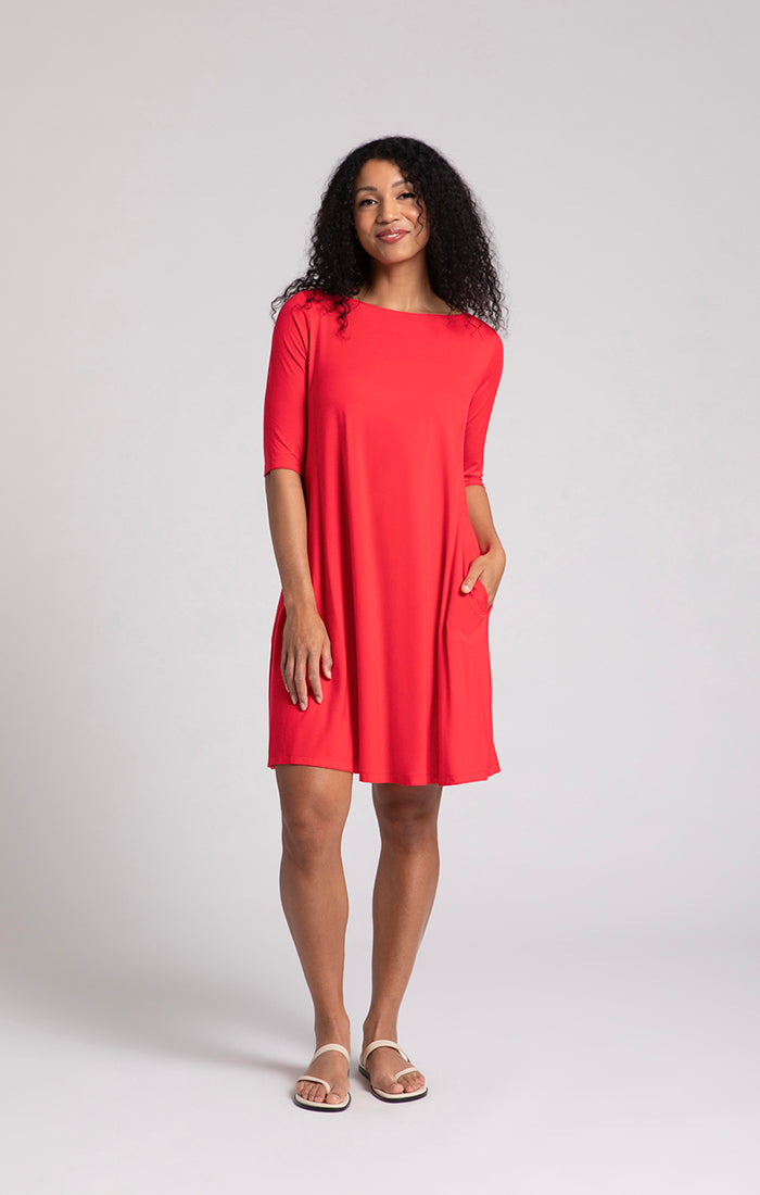 Bamboo Nu Trapeze Dress, Elbow Sleeves Sympli