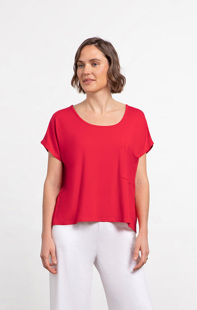 Sympli Bamboo Dolman Pocket Top, Short Sleeve 